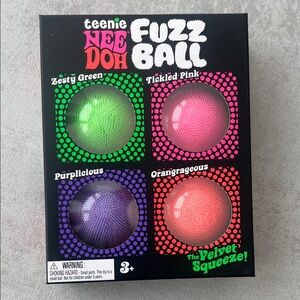 NEE DOH Fuzz Ball 4-Pack - Green, Pink, Purple, Orange